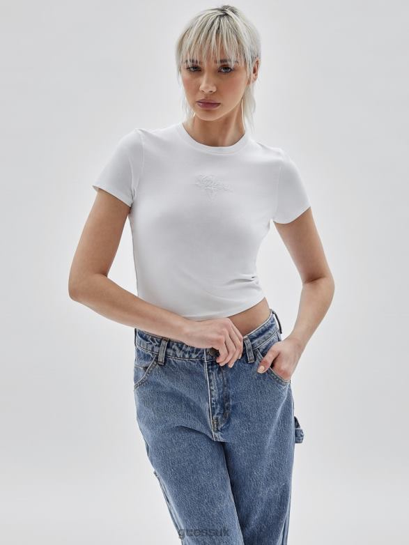 GUESS Unisex Originals Logo Baby Tee Pure White Apparel V28V61291