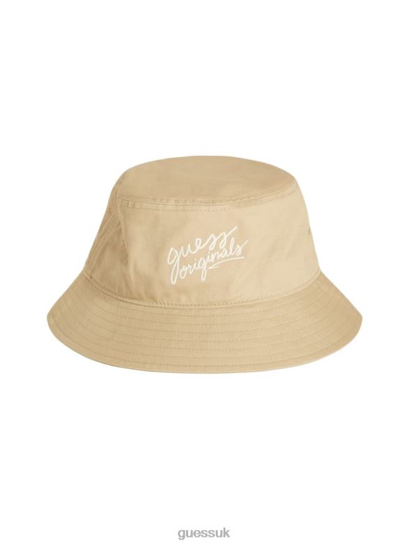GUESS Unisex Originals Logo Bucket Hat Pale Beige Nude Apparel V28V63815