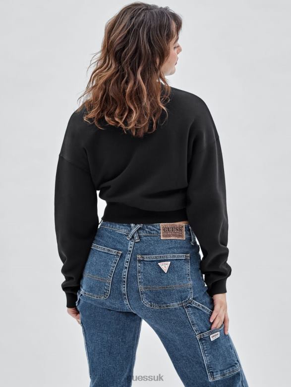 GUESS Unisex Originals Logo Crewneck Pullover Black Apparel V28V61381