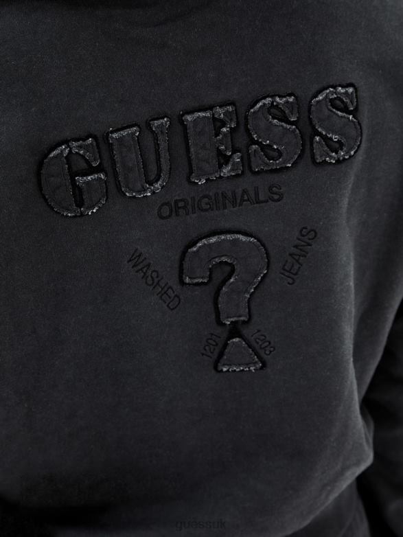 GUESS Unisex Originals Logo Zip Hoodie Jet Black Multi Apparel V28V62474
