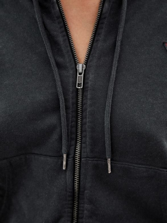GUESS Unisex Originals Logo Zip Hoodie Jet Black Multi Apparel V28V62474