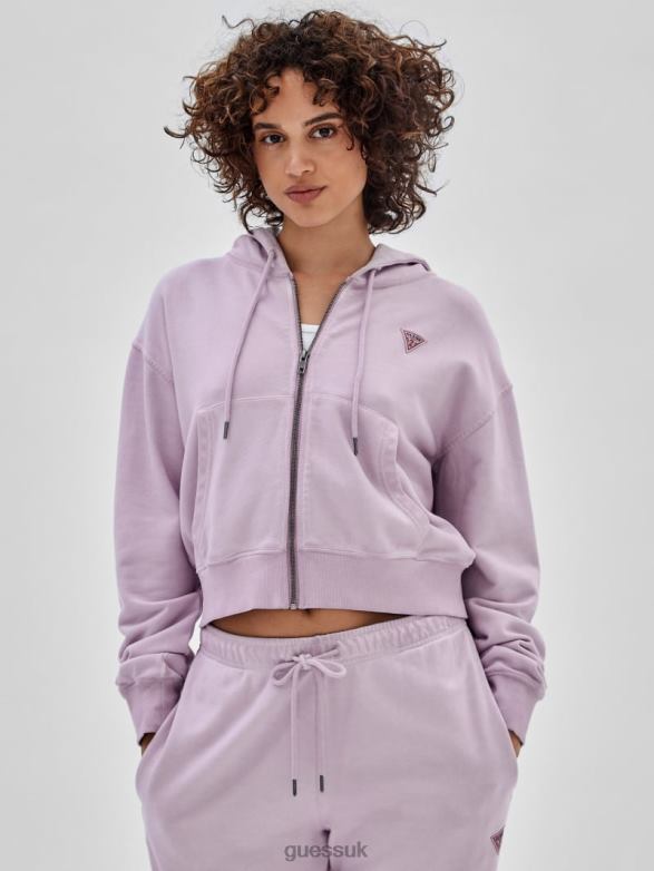 GUESS Unisex Originals Logo Zip Hoodie Light Iris Multi Apparel V28V61784