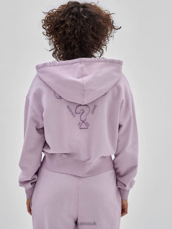 GUESS Unisex Originals Logo Zip Hoodie Light Iris Multi Apparel V28V61784