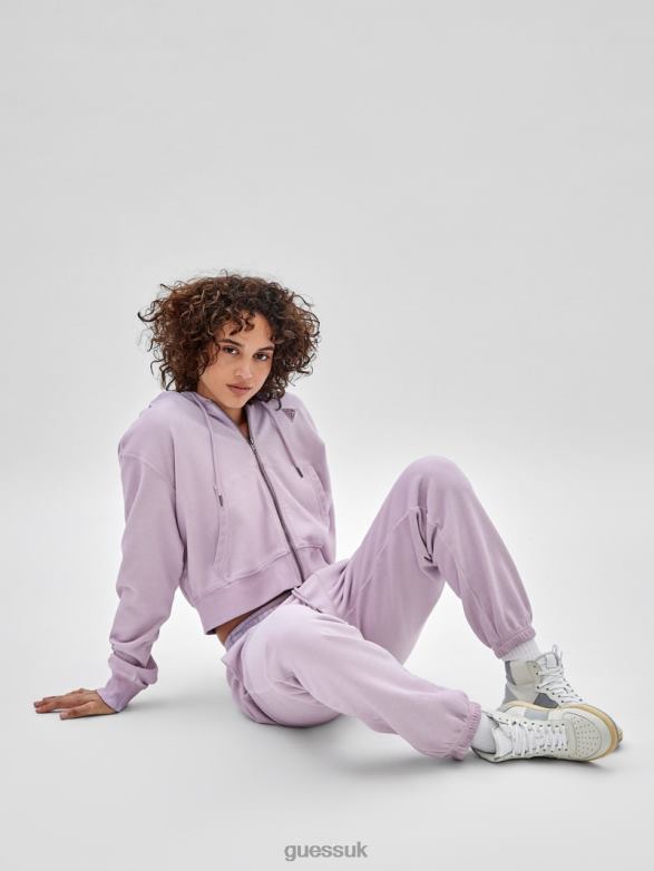 GUESS Unisex Originals Logo Zip Hoodie Light Iris Multi Apparel V28V61784