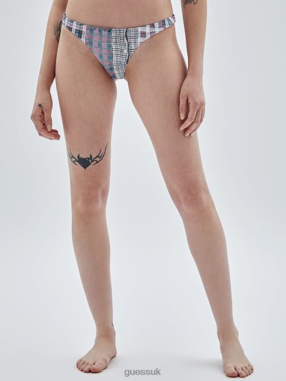 GUESS Unisex Originals Plaid Bikini Bottoms Sandy Shore Multi Apparel V28V62586
