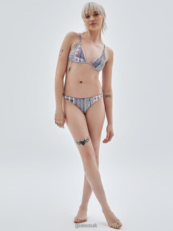 GUESS Unisex Originals Plaid Bikini Bottoms Sandy Shore Multi Apparel V28V62586