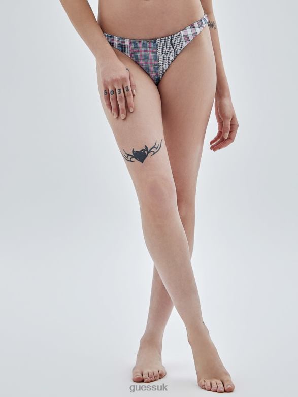 GUESS Unisex Originals Plaid Bikini Bottoms Sandy Shore Multi Apparel V28V62586