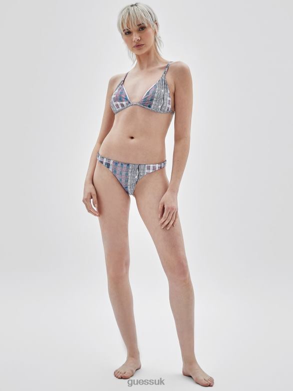 GUESS Unisex Originals Plaid Bikini Top Sandy Shore Multi Apparel V28V62585