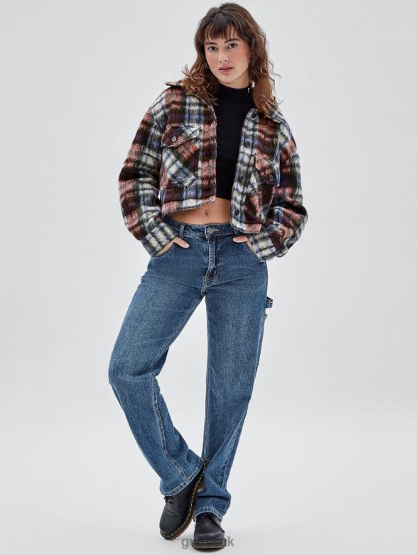 GUESS Unisex Originals Plaid Jacket Chili Red Multi Apparel V28V61851