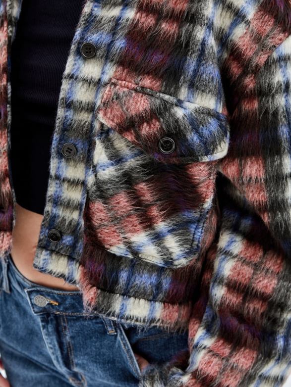 GUESS Unisex Originals Plaid Jacket Chili Red Multi Apparel V28V61851