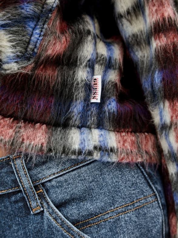 GUESS Unisex Originals Plaid Jacket Chili Red Multi Apparel V28V61851