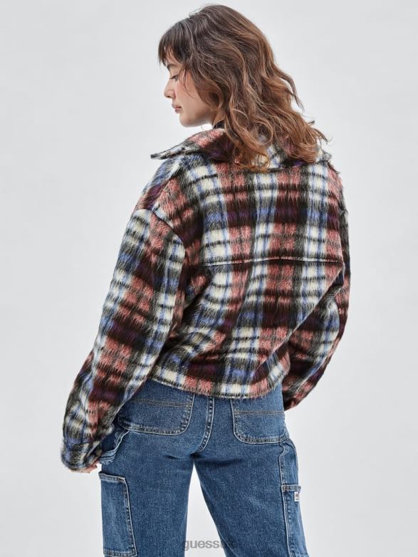GUESS Unisex Originals Plaid Jacket Chili Red Multi Apparel V28V61851