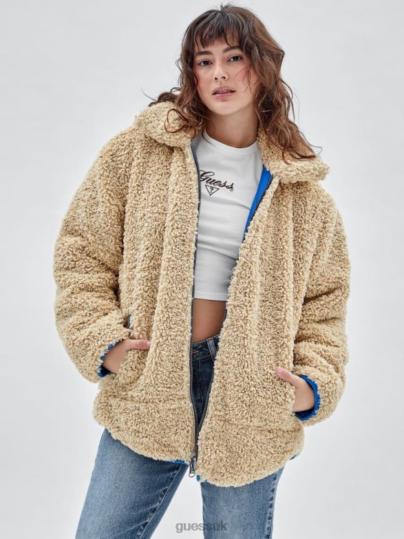 GUESS Unisex Originals Reversible Jacket Biscotti Apparel V28V61845