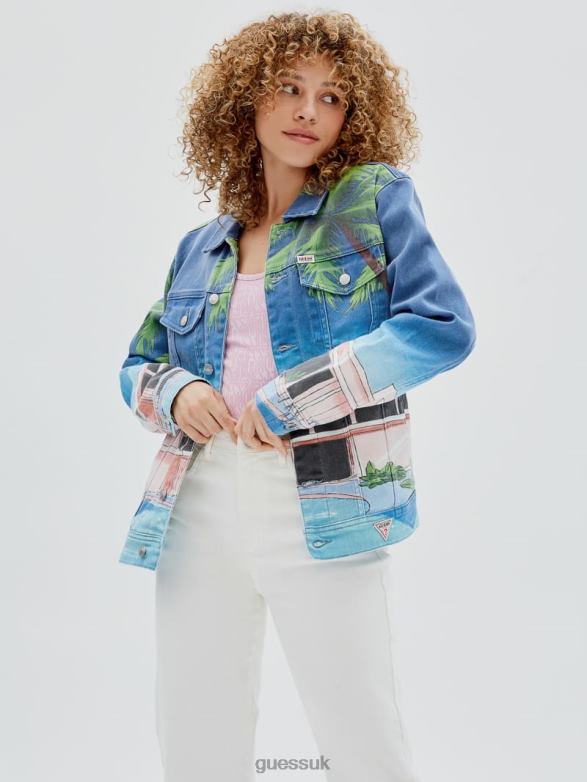 GUESS Unisex Originals Sunnyside Denim Jacket Poolside Vintage Apparel V28V61812