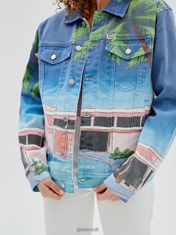 GUESS Unisex Originals Sunnyside Denim Jacket Poolside Vintage Apparel V28V61812
