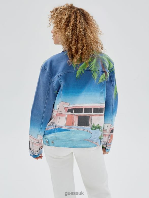 GUESS Unisex Originals Sunnyside Denim Jacket Poolside Vintage Apparel V28V61812