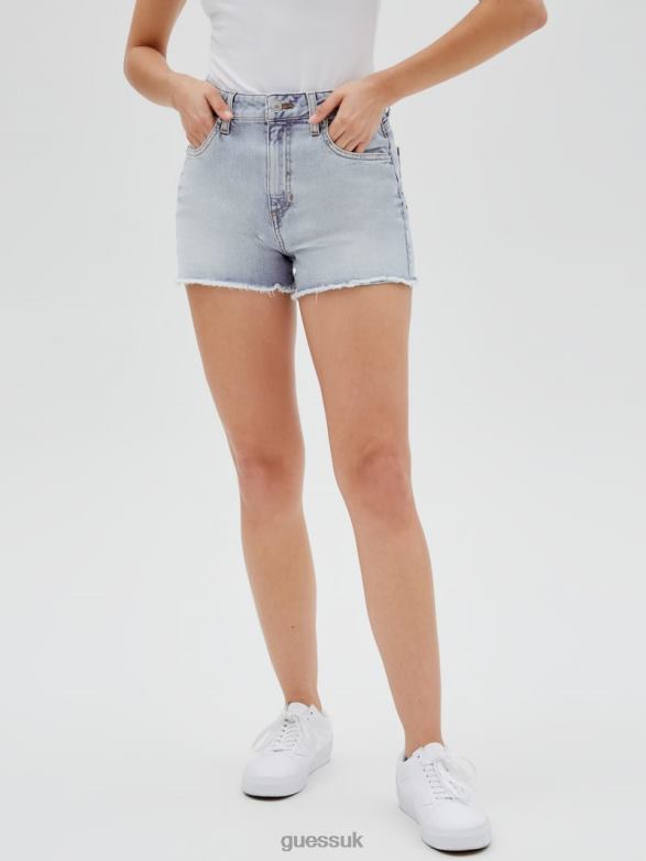 GUESS Unisex Originals Super High-Rise Denim Shorts Go Broadway Lt Wash Apparel V28V6153