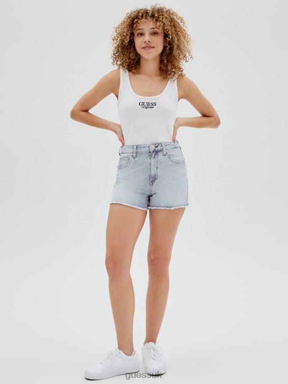 GUESS Unisex Originals Super High-Rise Denim Shorts Go Broadway Lt Wash Apparel V28V6153