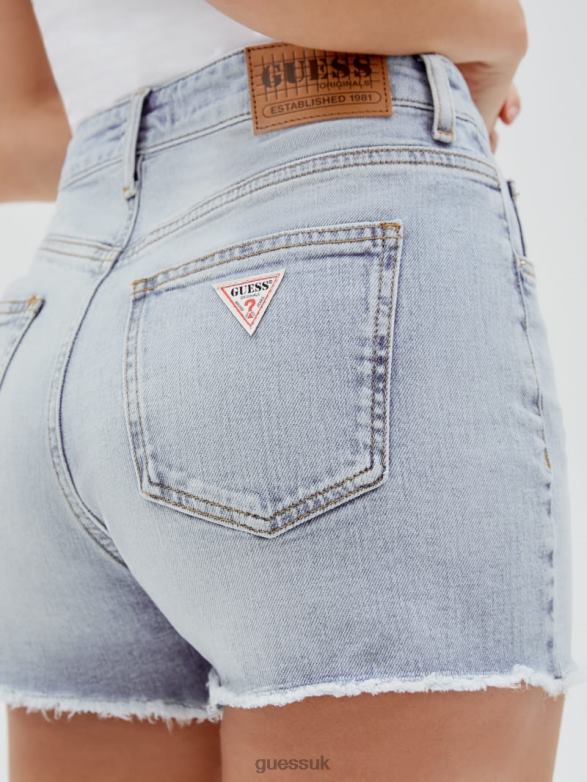 GUESS Unisex Originals Super High-Rise Denim Shorts Go Broadway Lt Wash Apparel V28V6153
