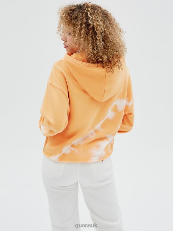 GUESS Unisex Originals Tie-Dye Hoodie Orange Candy Multi Apparel V28V61847