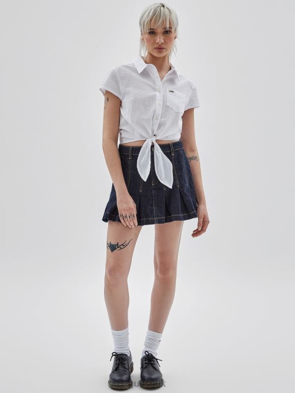 GUESS Unisex Originals Tie-Front Shirt Pure White Apparel V28V61355