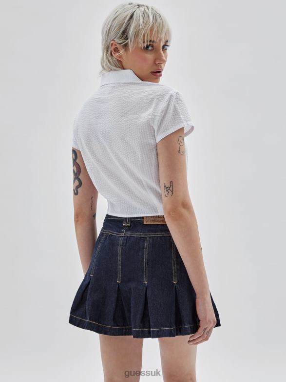 GUESS Unisex Originals Tie-Front Shirt Pure White Apparel V28V61355