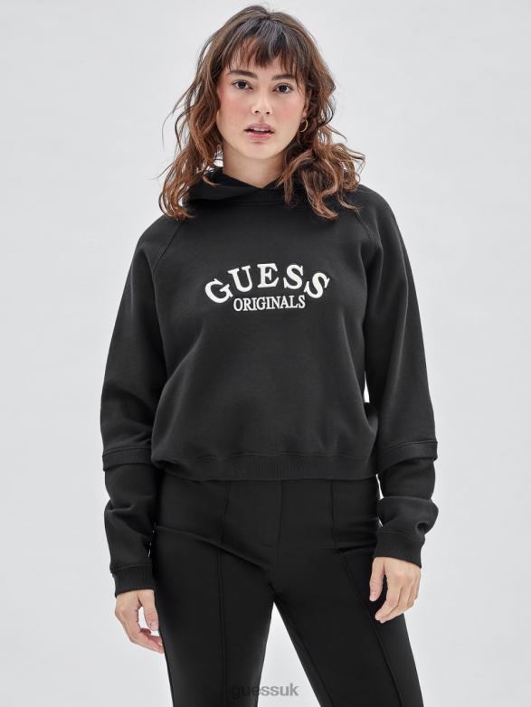 GUESS Unisex Originals Vintage Logo Hoodie Jet Black Multi Apparel V28V61271
