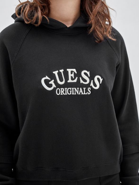 GUESS Unisex Originals Vintage Logo Hoodie Jet Black Multi Apparel V28V61271