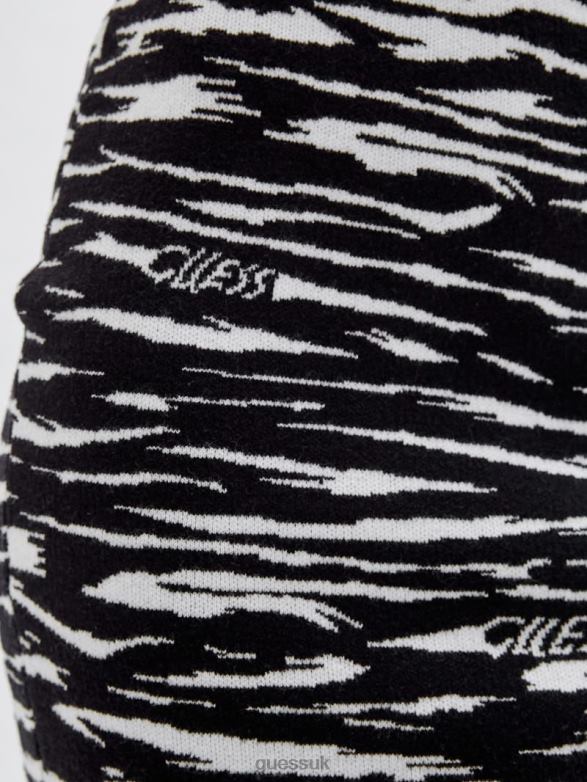 GUESS Unisex Originals Zebra Jacquard Skirt Jet Black Multi Apparel V28V62072