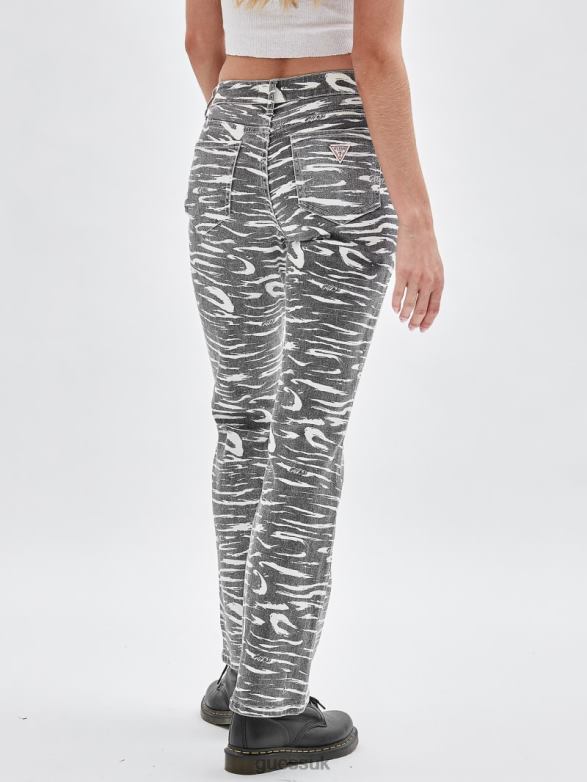 GUESS Unisex Originals Zebra Printed Bootcut Pants Jet Black Multi Apparel V28V6177