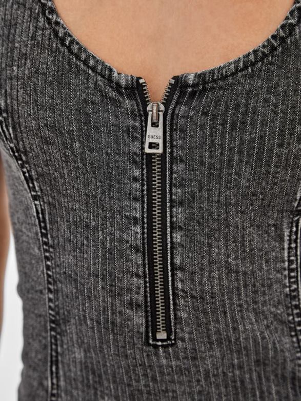 GUESS Unisex Originals Zip Dress Light Blk Wash Apparel V28V6361