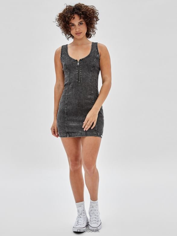 GUESS Unisex Originals Zip Dress Light Blk Wash Apparel V28V6361