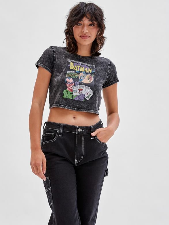 GUESS Unisex Originals x Batman Cropped Baby Tee Jet Black Multi Apparel V28V61231