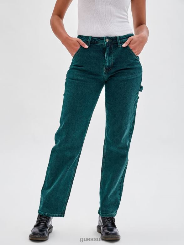 GUESS Unisex Originals x Batman Embossed Carpenter Jeans Go Riddler Green Wash Apparel V28V6160