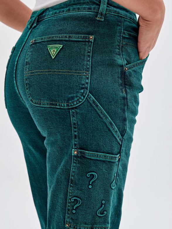 GUESS Unisex Originals x Batman Embossed Carpenter Jeans Go Riddler Green Wash Apparel V28V6160