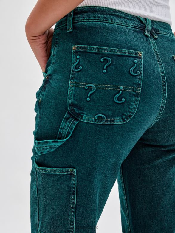 GUESS Unisex Originals x Batman Embossed Carpenter Jeans Go Riddler Green Wash Apparel V28V6160