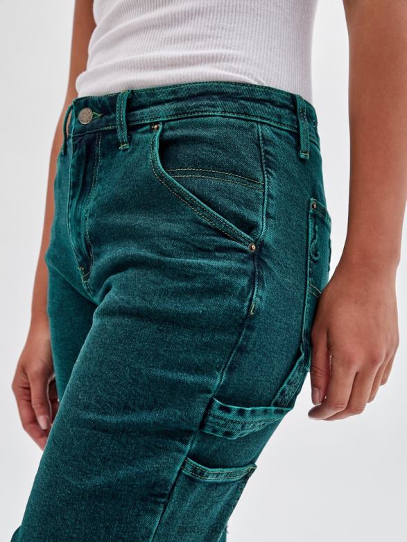 GUESS Unisex Originals x Batman Embossed Carpenter Jeans Go Riddler Green Wash Apparel V28V6160