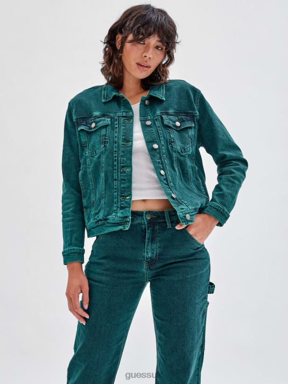 GUESS Unisex Originals x Batman Oversized Embossed Jacket Go Riddler Green Wash Apparel V28V61840