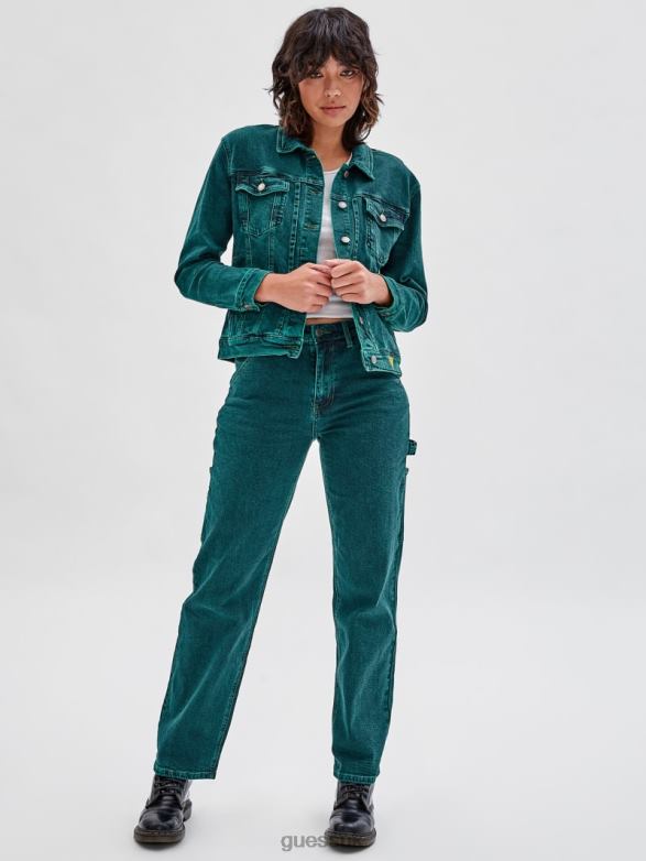 GUESS Unisex Originals x Batman Oversized Embossed Jacket Go Riddler Green Wash Apparel V28V61840