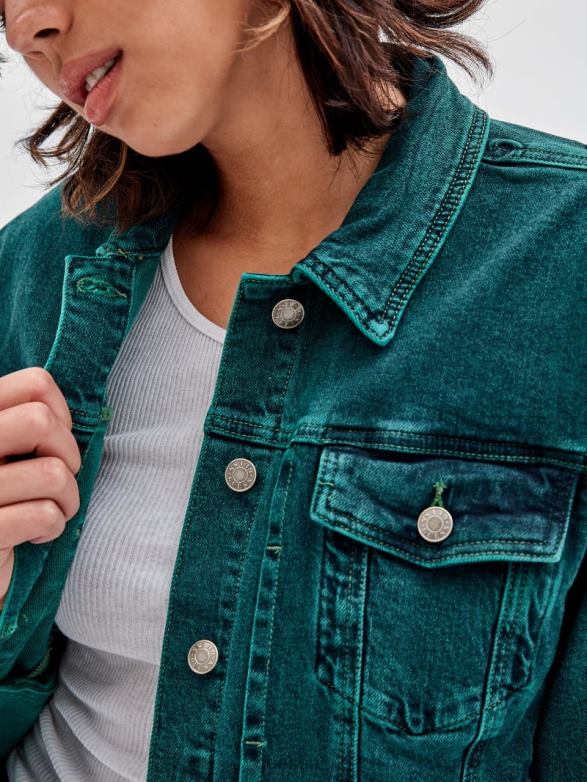GUESS Unisex Originals x Batman Oversized Embossed Jacket Go Riddler Green Wash Apparel V28V61840