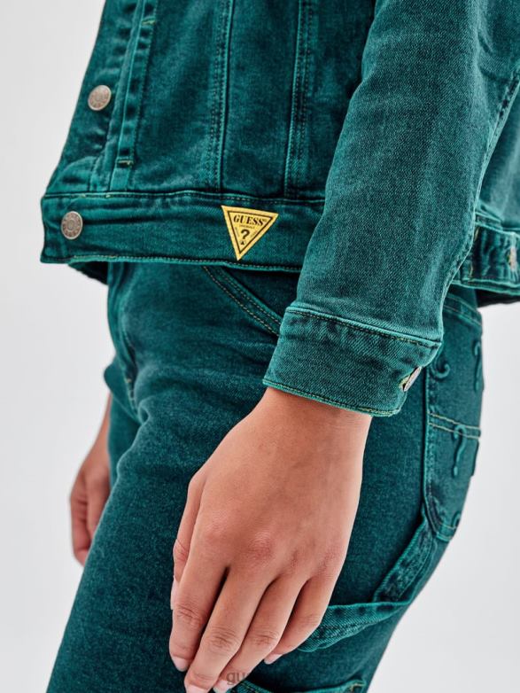 GUESS Unisex Originals x Batman Oversized Embossed Jacket Go Riddler Green Wash Apparel V28V61840