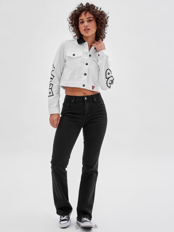 GUESS Unisex Originals x Betty Boop Cropped Denim Jacket Go Ecru Wash Apparel V28V61837