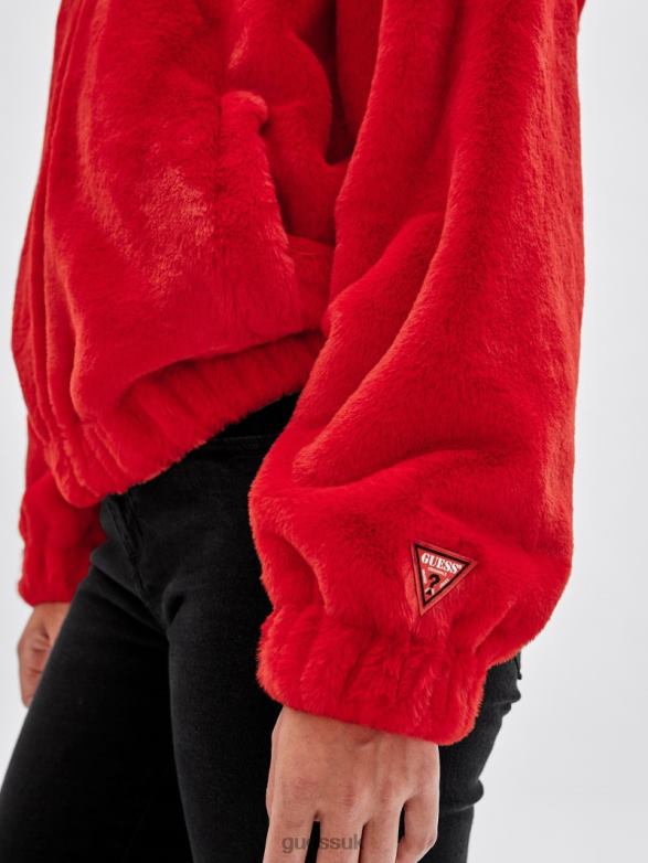 GUESS Unisex Originals x Betty Boop Faux-Fur Jacket Rapid Red Apparel V28V61833