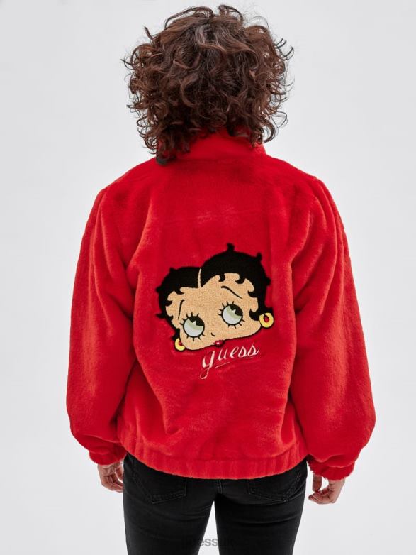 GUESS Unisex Originals x Betty Boop Faux-Fur Jacket Rapid Red Apparel V28V61833