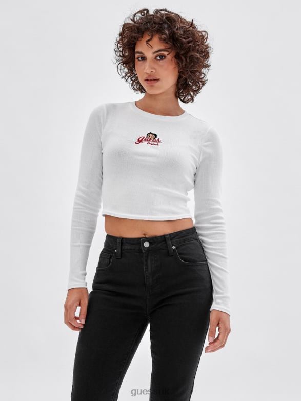 GUESS Unisex Originals x Betty Boop Long-Sleeve Top Pure White Apparel V28V61342