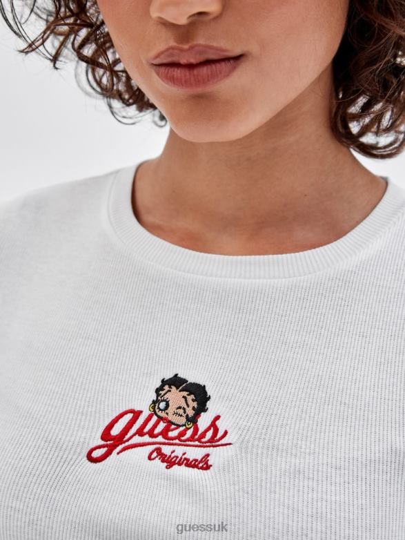 GUESS Unisex Originals x Betty Boop Long-Sleeve Top Pure White Apparel V28V61342