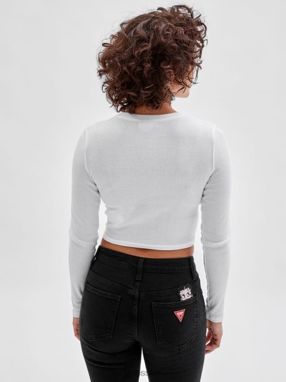 GUESS Unisex Originals x Betty Boop Long-Sleeve Top Pure White Apparel V28V61342