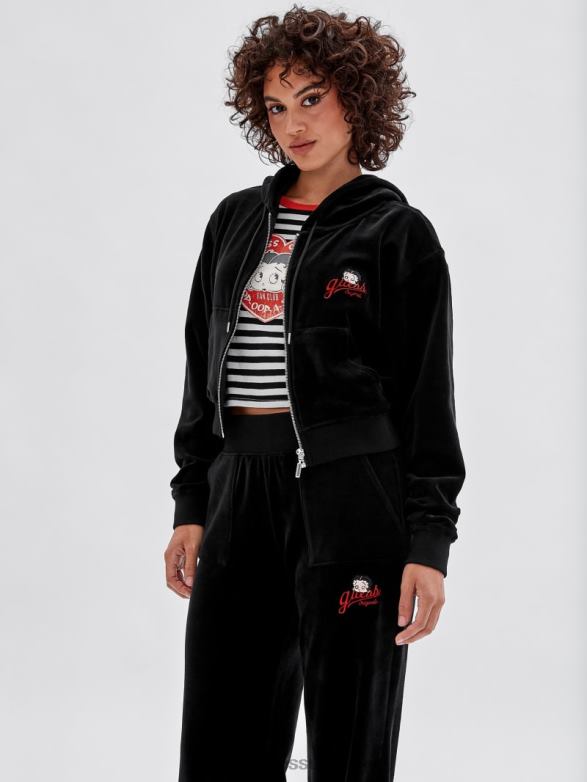 GUESS Unisex Originals x Betty Boop Velour Jacket Black Apparel V28V61836