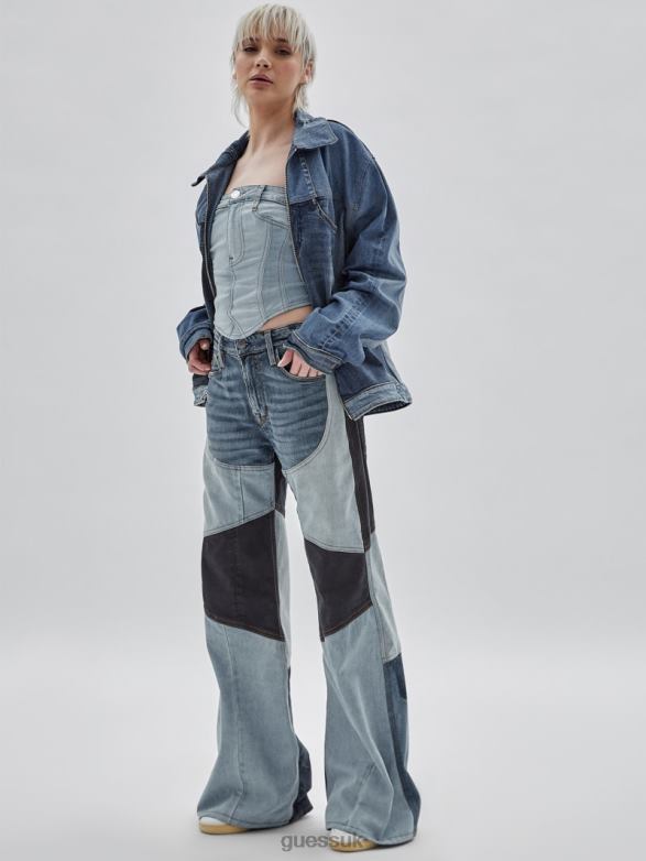 GUESS Unisex Originals x Homeboy Upcycled Wide-Leg Patchwork Jeans Upcycled Dark Wash Multi Apparel V28V6184