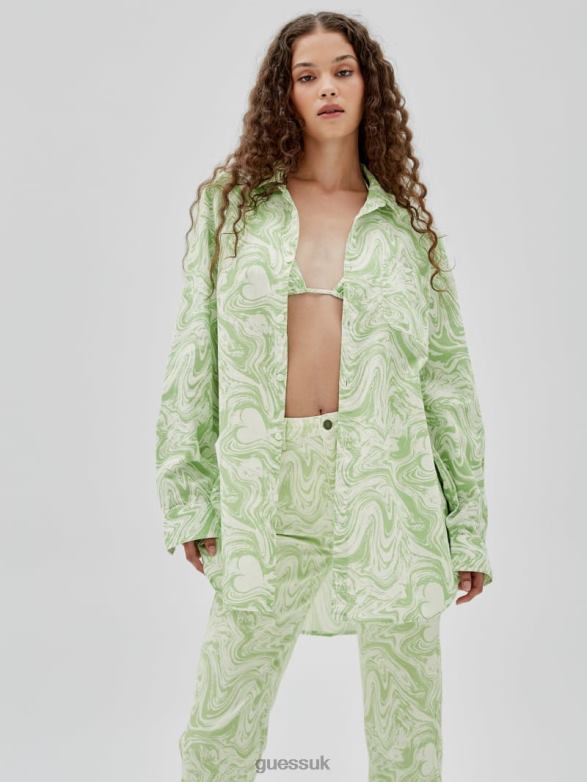 GUESS Unisex Originals x J Balvin AOP Shirt Green Spring Multi Apparel V28V61350